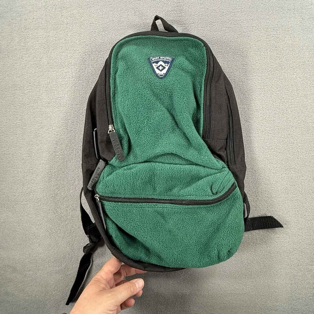 Vintage BUM Equipment Backpack Fleece Green Torn